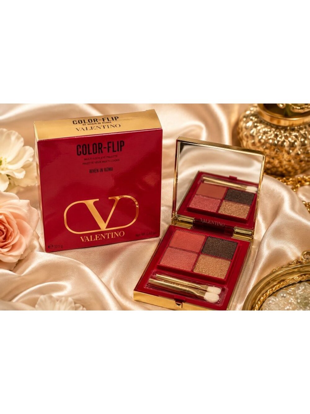 Valentino Color-Flip Eyeshadow Palette 01 When in Roma 8 Shades Mirror Luxury